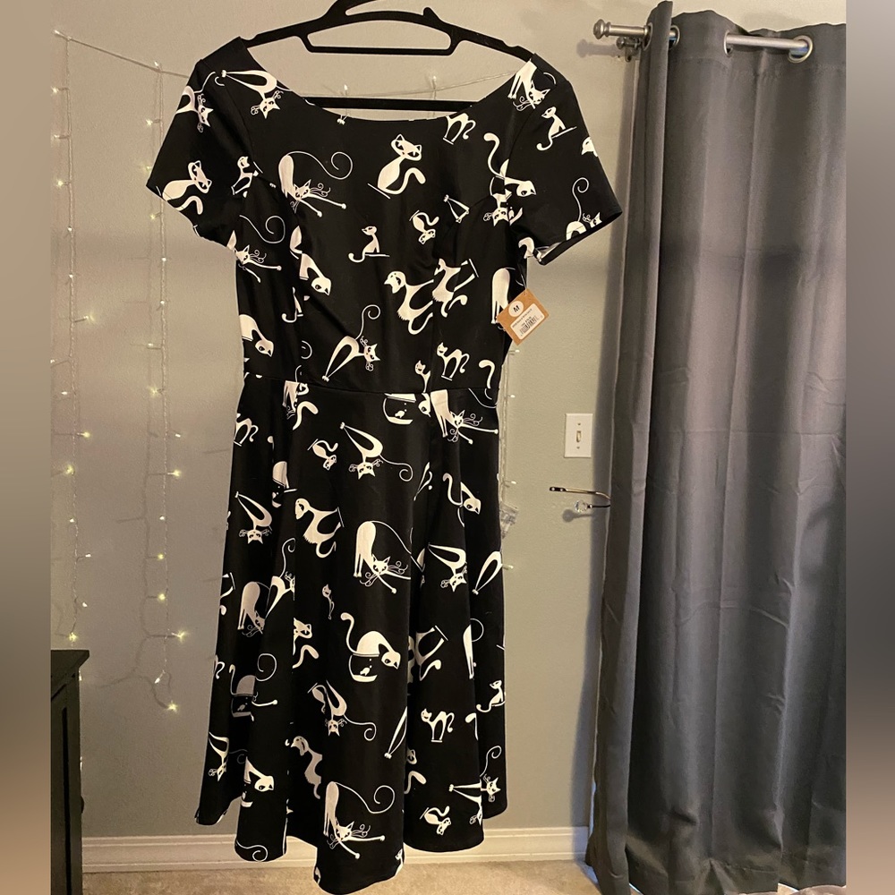 Black and white cat print dress